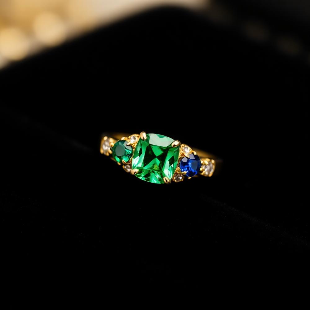 Coloured gemstone jewellery with emerald and sapphire accents